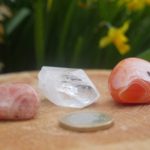 Focus trommelstenen set met bergkristal, carneool en zonnesteen