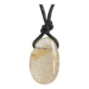 Rutielkwarts hanger doorboord met zwart waxkoord