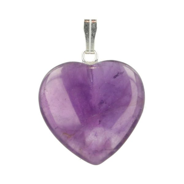 Fraai paars amethist hartje hanger van 2cm breed en met oogje