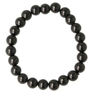 Shungiet armband met 8mm kralen aan rekbaar koord