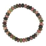 Fraaie A-kwaliteit toermalijn armband met rode en groene toermalijn en platte, ronde kralen van 7mm