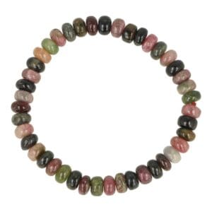 Fraaie A-kwaliteit toermalijn armband met rode en groene toermalijn en platte, ronde kralen van 7mm