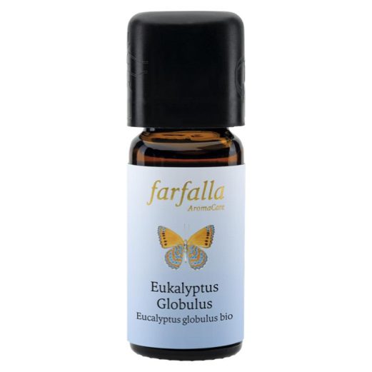 Essentiele olie van biologische eucalyptus uit Spanje van Farfalla. Inhoud is 10ml