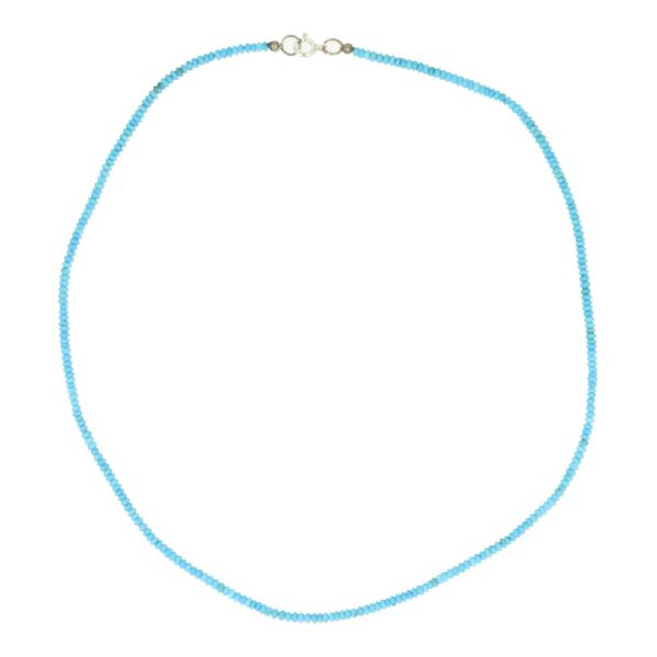 Fraaie turquoise ketting van 45cm lengte met helderblauwe kralen van 3mm breed uit Iran