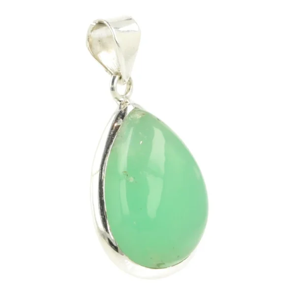 Fraaie chrysopraas hanger in zilver 'nr1'van 23mm hoog