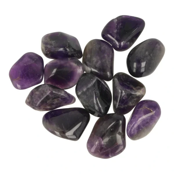 Mooie, donkerpaarse amethist trommelsteen van circa 3cm