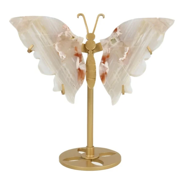 Mooie bloemagaat vlinder op goudkleurige standaard