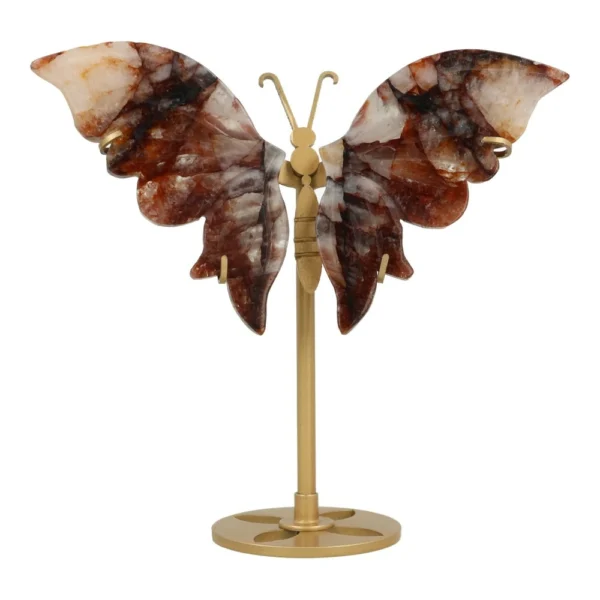 Mooie donkere rode golden healer vlinder op standaard 'nr1'