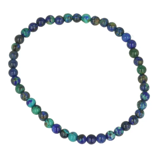 Fraaie blauwe azuriet met malachiet armband met kralen van 4mm