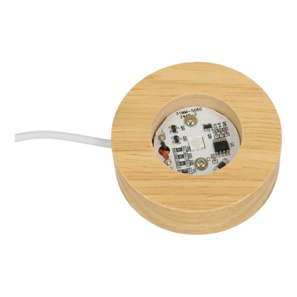 Mooi led lampje van hout met meerdere kleuren licht en een buitendiameter van 6cm